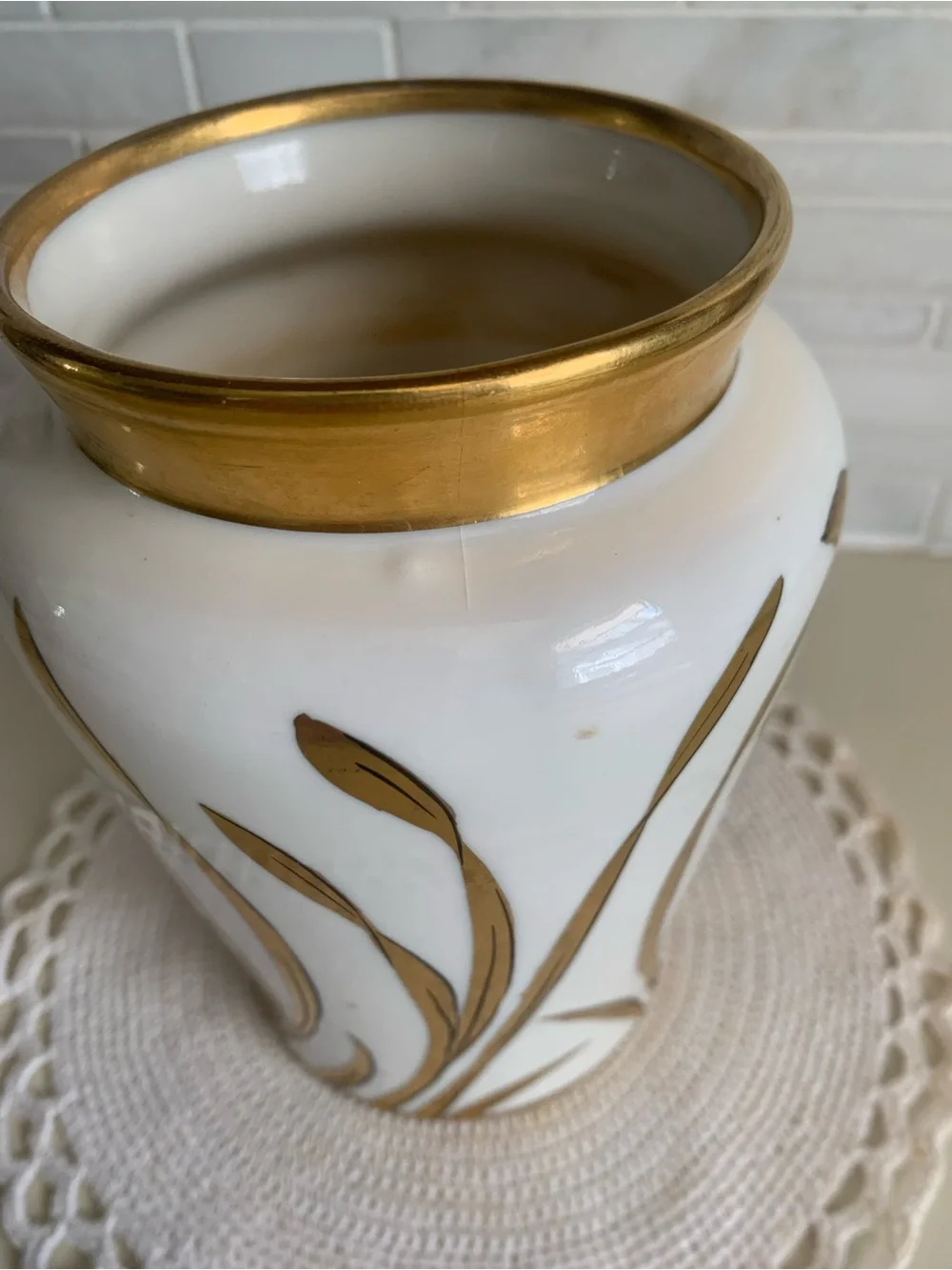 Vintage Stouffer Fine China Golden Orchid Vase | Signed Otto Podlaha | Gold Gilt
